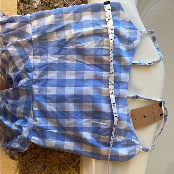 Blue Gingham Midi Dress XL spaghetti strap NWT - Picture 9 of 10